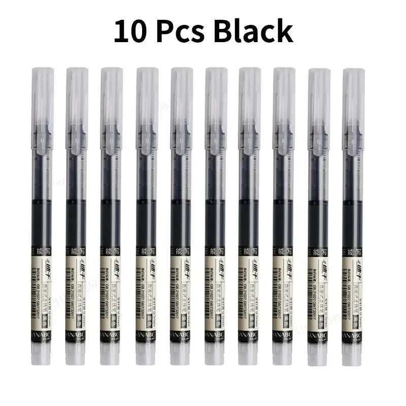 10Pcs Needle-Type Gel Pens – 0.5mm Liquid Ballpoint Pens for School, Office & Creative Writing