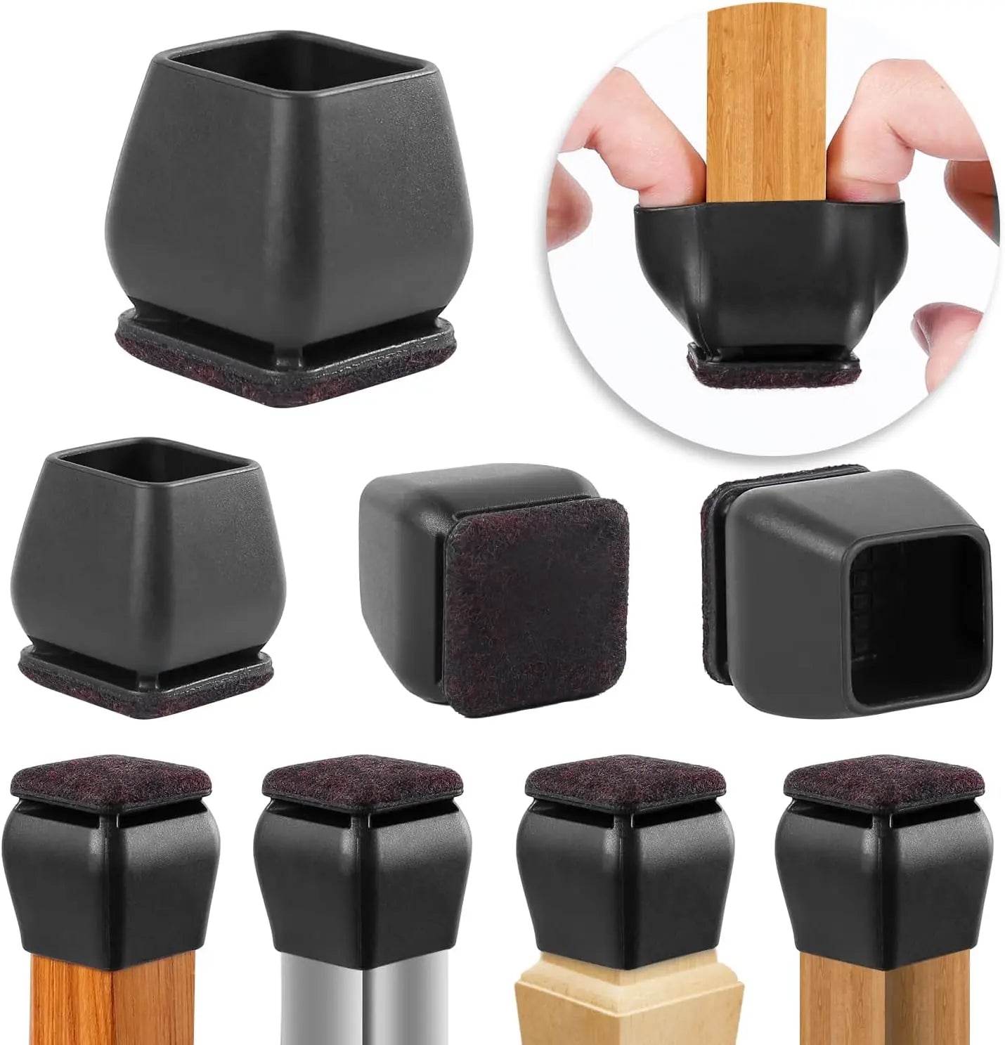 8PCS Chair Leg Floor Protector Felt Foot Cover 15° Diagonal with Thick Wrap Felt Pads Silicone Furniture Table Feet for Hardwood