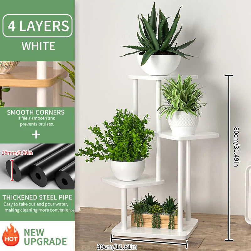 4/5/6 Tier Wooden Plant Stand – Multi-Layer Indoor/Outdoor Flower Shelf Display Rack