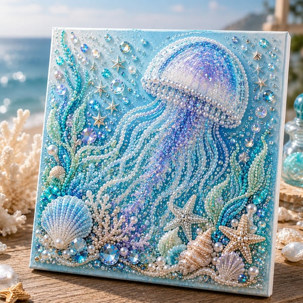 Ocean Theme Pearl Art DIY Kit – Relaxing DIY Craft to Create Stunning Coastal Artwork