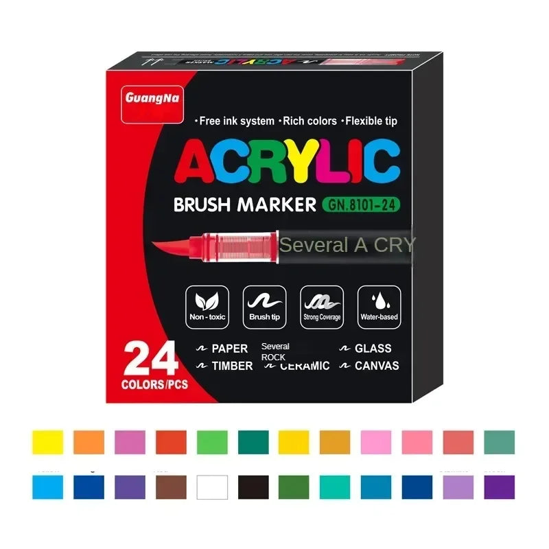 12-120 Colors Acrylic Paint Pens – Brush Tip Markers for Rock, Wood, Canvas & DIY Crafts
