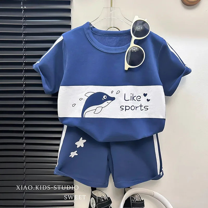 2024 Kids’ Striped Summer Outfit – Short Sleeve Top & Shorts Set for Girls and Boys, Baby & Toddler Clothes