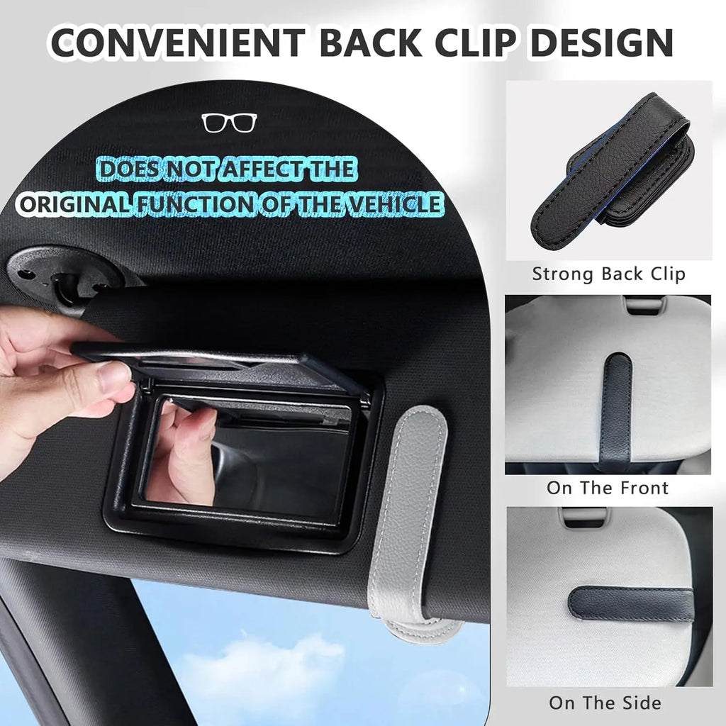 2Pack Sunglasses Holder Is Suitable for Car Sun shades Magnetic Leather Sunglasses Clip and Ticket Clip Car Sunshade Accessories