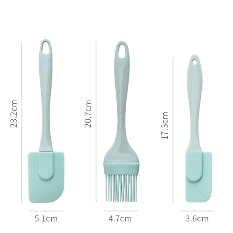 3PCS/Set Cream Scraper DIY Bread Cake Butter Spatula Mixer Oil Brush Kitchen Baking Tool Silicone Spatula Non-stick Kitchen