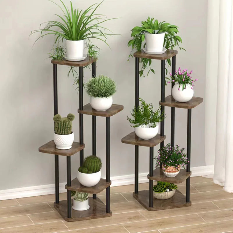 4/5/6 Tier Wooden Plant Stand – Multi-Layer Indoor/Outdoor Flower Shelf Display Rack