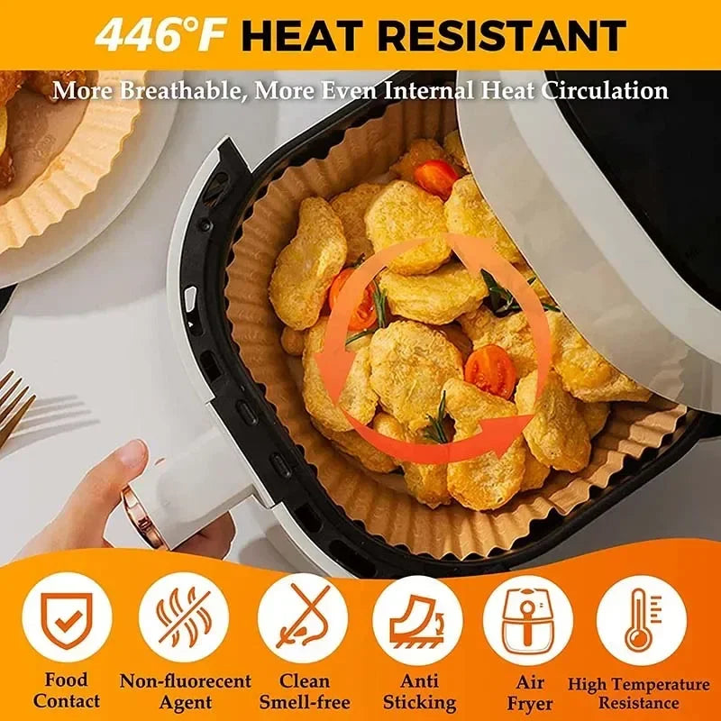 50/100PCS Air Fryer Silicone Oil Paper – Nonstick Liner Pad for Frying, Baking & Food Storage