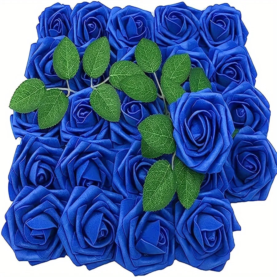 25pcs Artificial Roses with Stems – Fake Flowers for DIY Wedding Bouquets, Centerpieces & Home Decorations